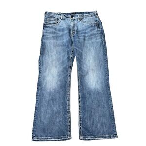 Silvers Craig Men’s W34/L30 Blue Wide Leg Faded 99% Cotton Mid Rise Denim